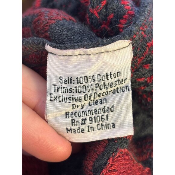 Urban Artisan Biya Hooded Cardigan Geometric Red & Grey Knit Sweater XL - Picture 7 of 7